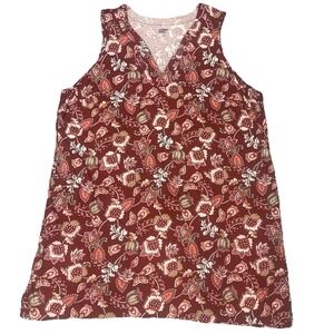 Lands' End Tank Top Women's 3XL‎ Sleeveless Tunic Floral 100% Cotton Lagenlook